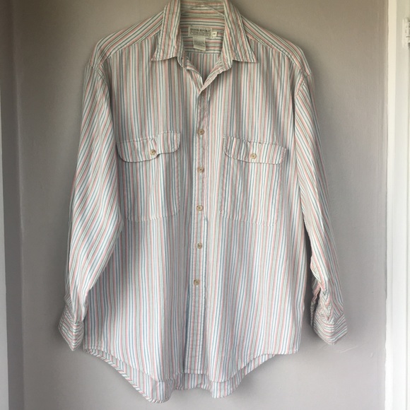 BANANA REPUBLIC Vintage Men’s Striped Button Up M - Picture 2 of 8